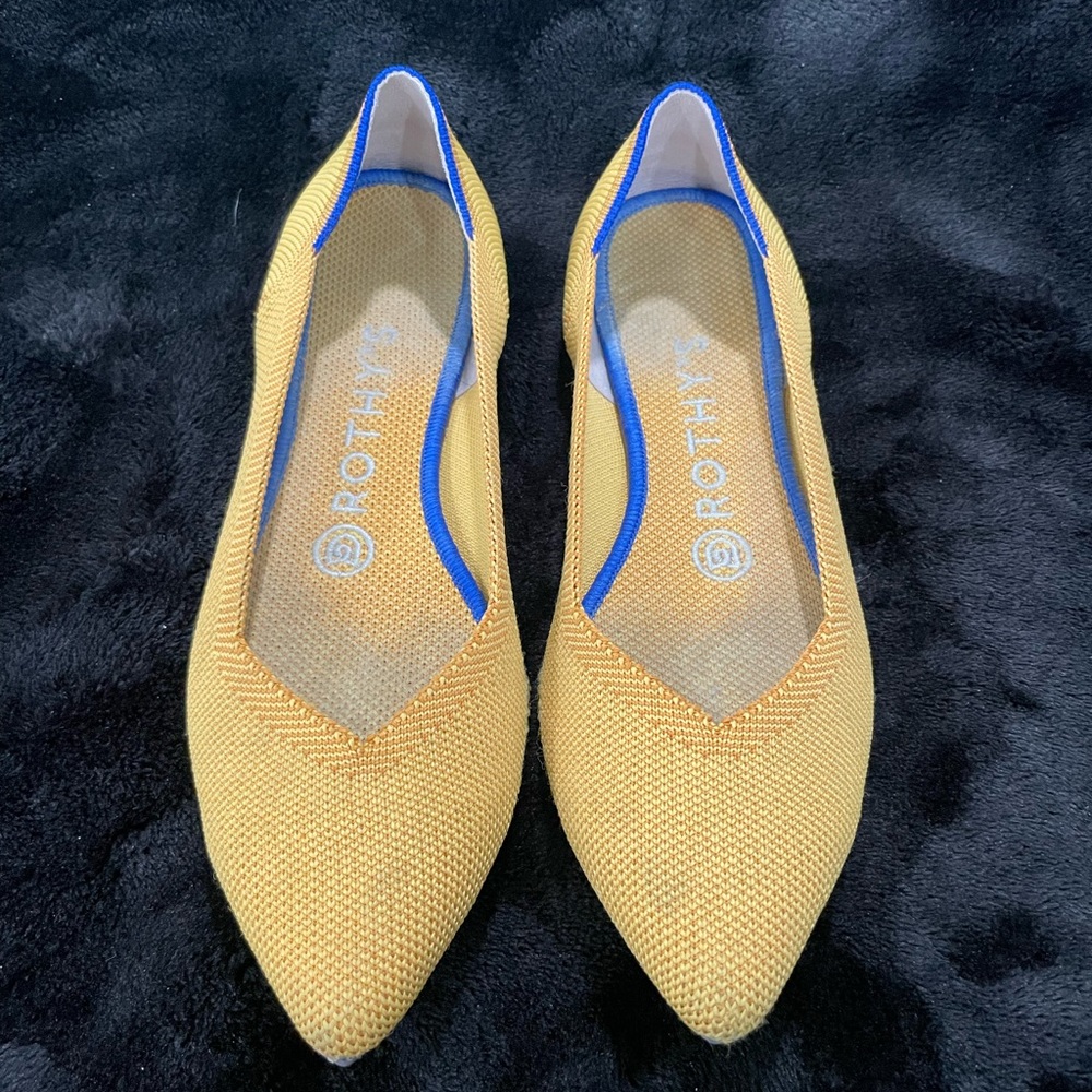 Rothys The Point Womens Size 7 US Marigold Yellow Gold Slip On Pointed Toe Flats